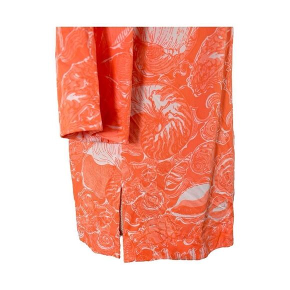 Key West Hand Print Vanda Rare Neon Orange Nautical 3/4 Sleeve Vintage Top - Picture 8 of 12